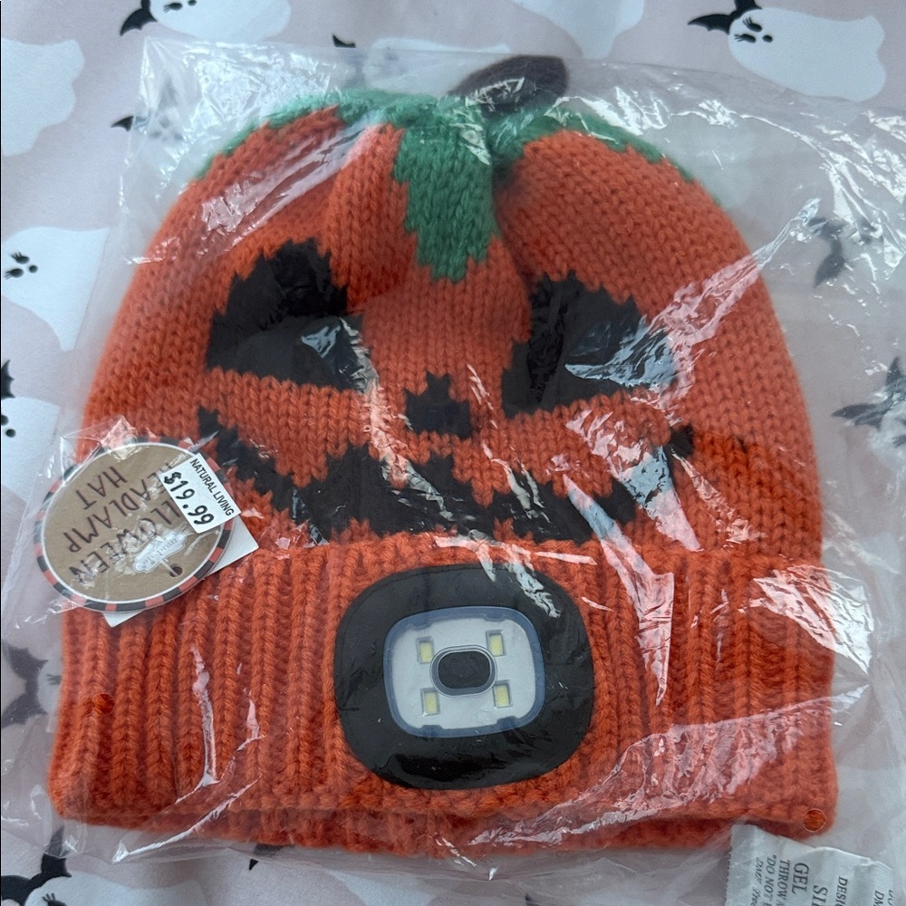 Mud Pie Orange Pumpkin LED Hat